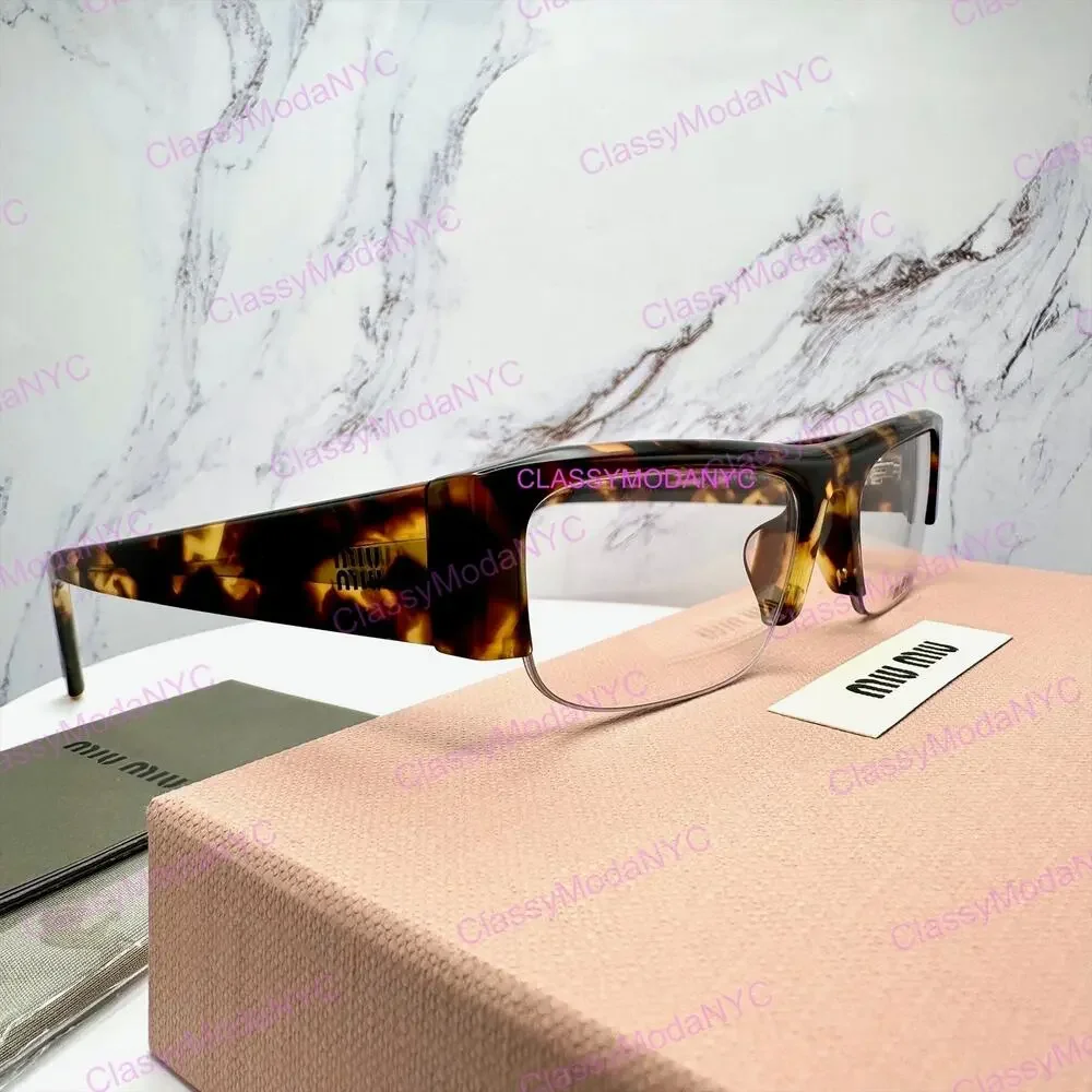 NEW MIU MIU Sunglasses Honey Havana Brown Vedette Clear Blue Light Lens